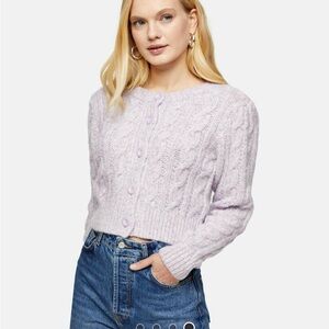 Topshop Light Purple Cable Knit Cardigan